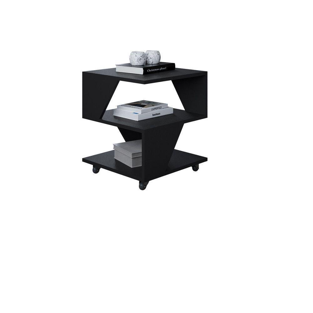 Mesa De Centro Decorativa Com Rodizio P/ Sala De Estar E Qua Preto - 1
