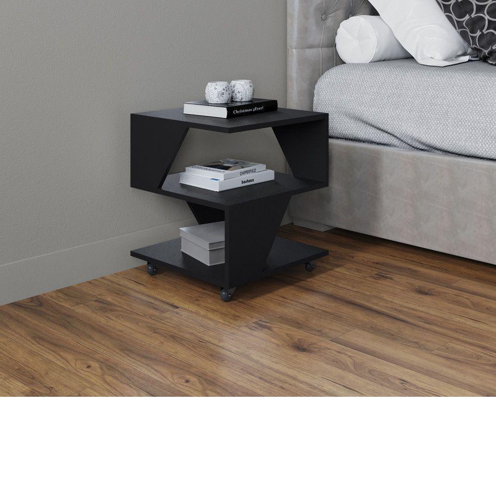 Mesa De Centro Decorativa Com Rodizio P/ Sala De Estar E Qua Preto - 3