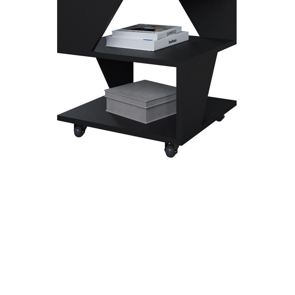 Mesa De Centro Decorativa Com Rodizio P/ Sala De Estar E Qua Preto - 5