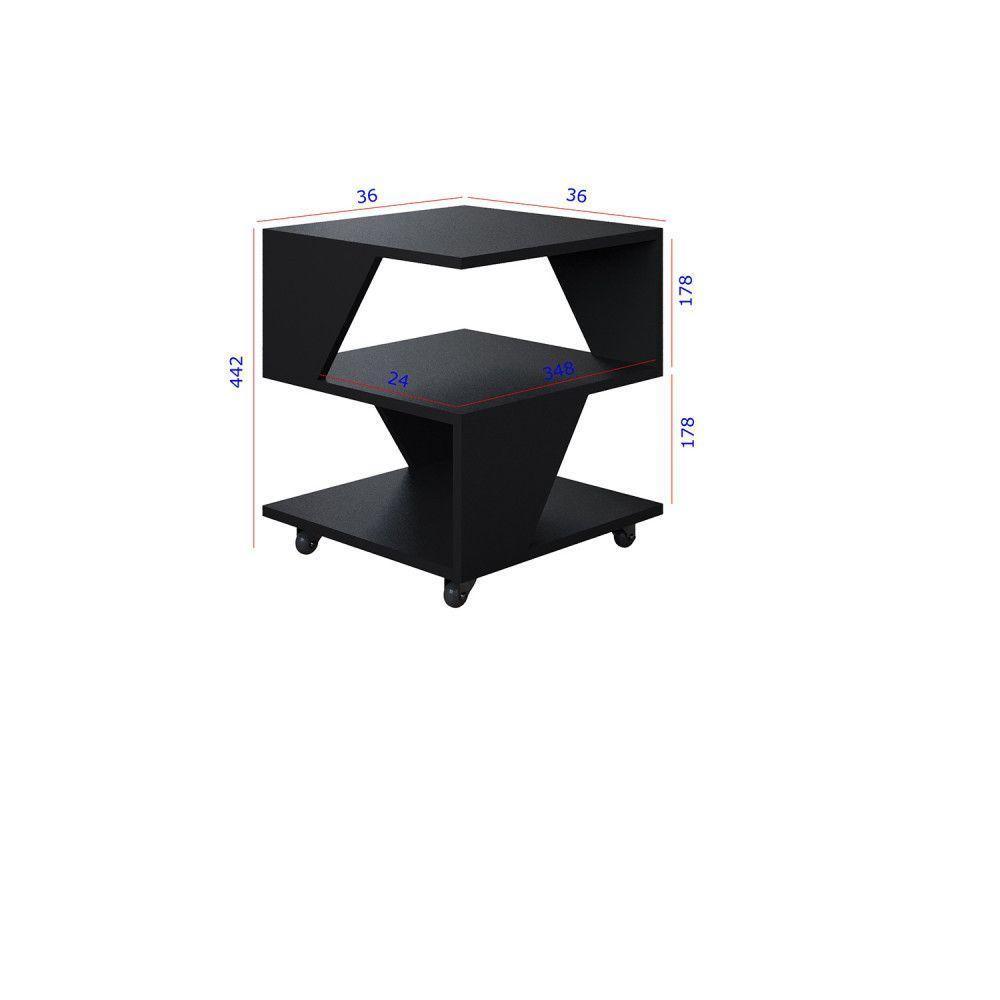Mesa De Centro Decorativa Com Rodizio P/ Sala De Estar E Qua Preto - 6