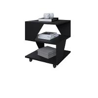 Mesa De Centro Decorativa Com Rodizio P/ Sala De Estar E Qua Preto