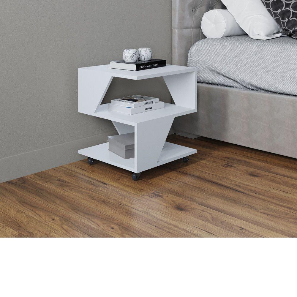 Mesa De Centro Decorativa Com Rodizio P/ Sala De Estar E Qua Branco - 3