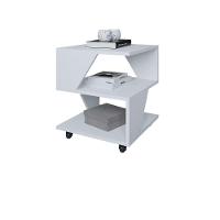 Mesa De Centro Decorativa Com Rodizio P/ Sala De Estar E Qua Branco