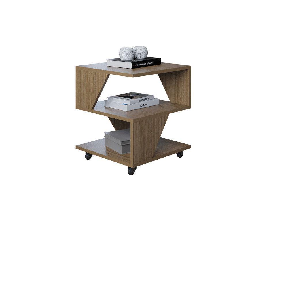 Mesa De Centro Decorativa Com Rodizio P/ Sala De Estar E Qua Carvalho - 1