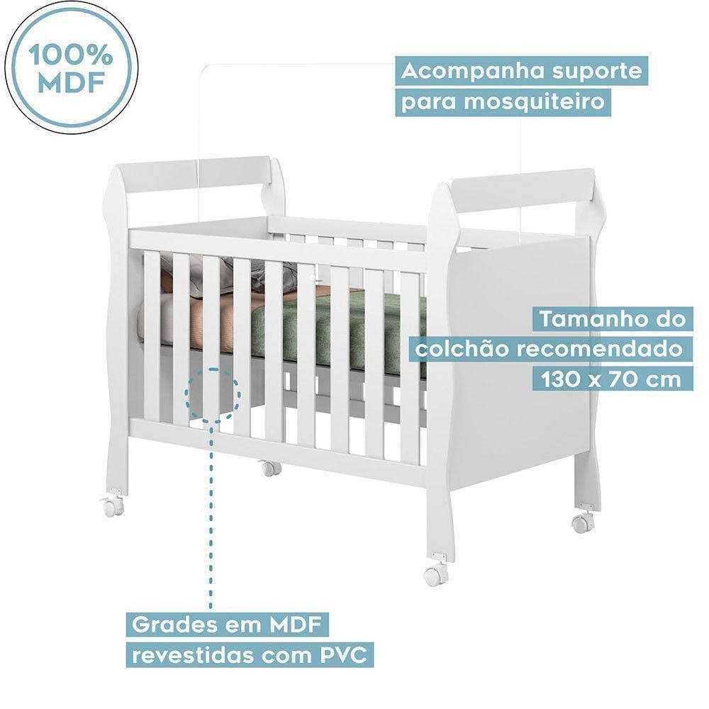 Berço Mini Cama 3 Em 1 Soninho 100% Mdf Tigus Baby Branco - 4