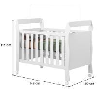 Berço Mini Cama 3 Em 1 Soninho 100% Mdf Tigus Baby Branco - 3