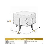 Puff Banqueta Eros Luxo Madeira Maciça Castellar Móbile Veludo Bege Claro Veludo Bege Claro - 3
