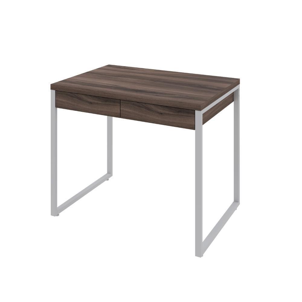 Mesa Office 90x60x75cm C/02 Gavetas Kuadra Nogal - Est.branca - 2