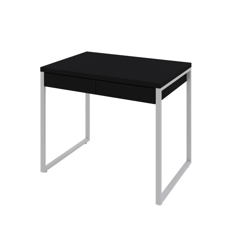 Mesa Office 90x60x75cm C/02 Gavetas Kuadra Preto ônix - Est.branca - 2
