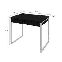 Mesa Office 90x60x75cm C/02 Gavetas Kuadra Preto ônix - Est.branca - 3