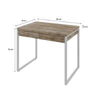 Mesa Office 90x60x75cm C/02 Gavetas Kuadra Carvalho - Est.branca - 3