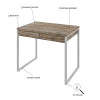 Mesa Office 90x60x75cm C/02 Gavetas Kuadra Carvalho - Est.branca - 4