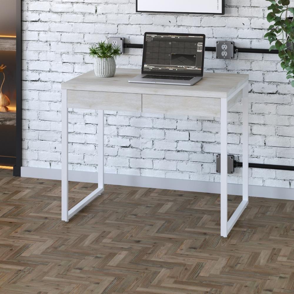 Mesa Office 90x60x75cm C/02 Gavetas Kuadra Snow - Est.branca - 1