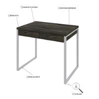 Mesa Office 90x60x75cm C/02 Gavetas Kuadra Carvalho Dark - Est.branca - 4