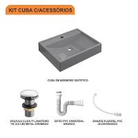Kit Cuba Rt49 Com Válvula Click 1''g + Sifão Pvc + Flexível Cinza - 8