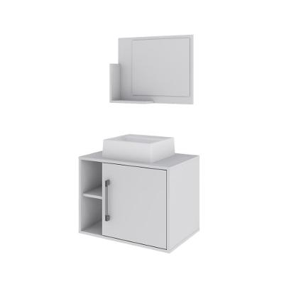 Conjunto Balcão Com Cuba Q32 E Espelheira Soft 600 - Branco Chess Com Branco