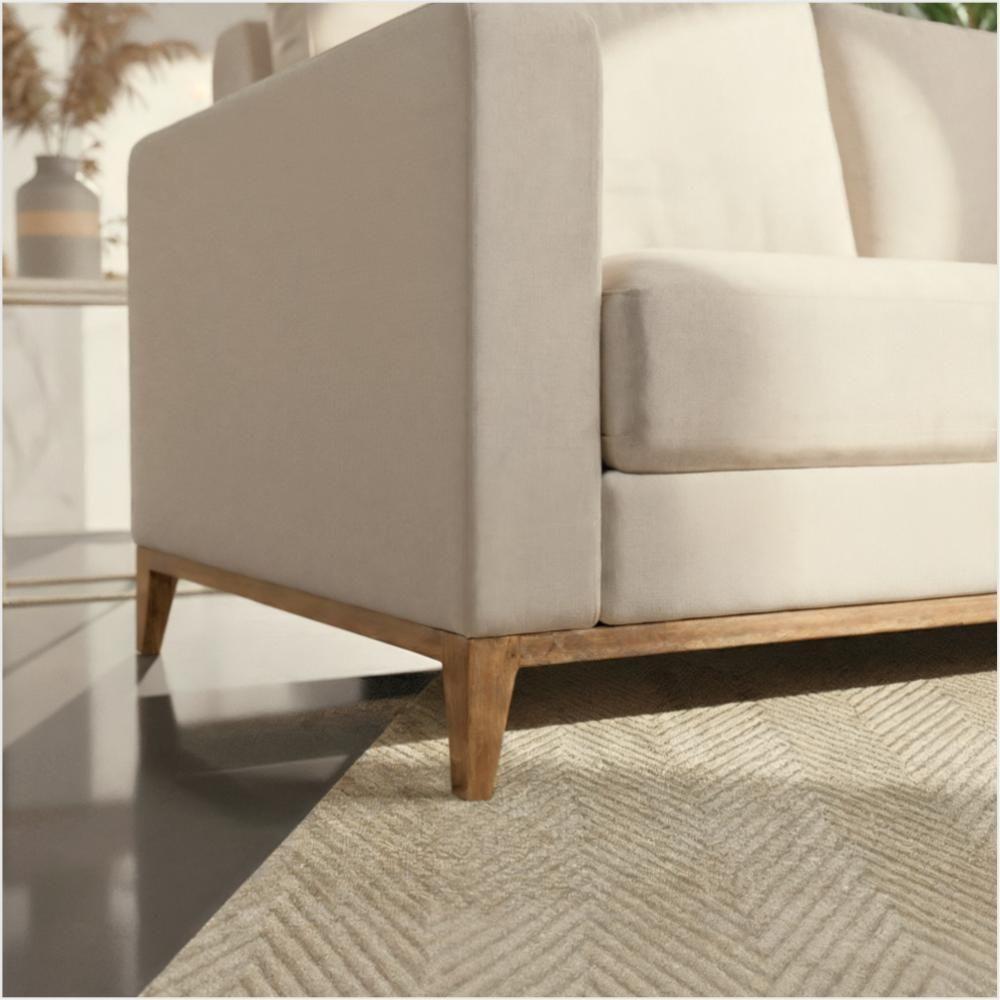 Sofá 3 Lugares Em Linho Com Molas Sala De Estar 180cm Solaris - Bronze - 3