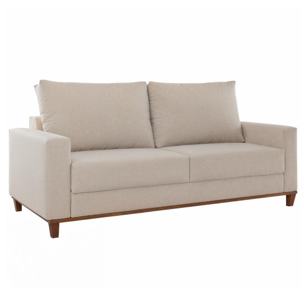 Sofá 3 Lugares Em Linho Com Molas Sala De Estar 180cm Solaris - Bronze - 7