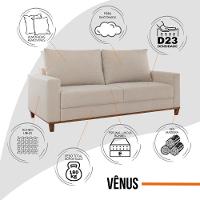 Sofá 3 Lugares Em Linho Com Molas Sala De Estar 180cm Solaris - Bronze - 9