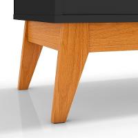 Buffet Aparador Ripado Com 3 Portas Monaco 136cm - Preto E Cedro