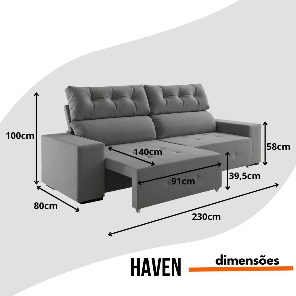 Sofá 4 Lugares Reclinável Sala De Estar 2,30m Velut Realle - Cinza - 2