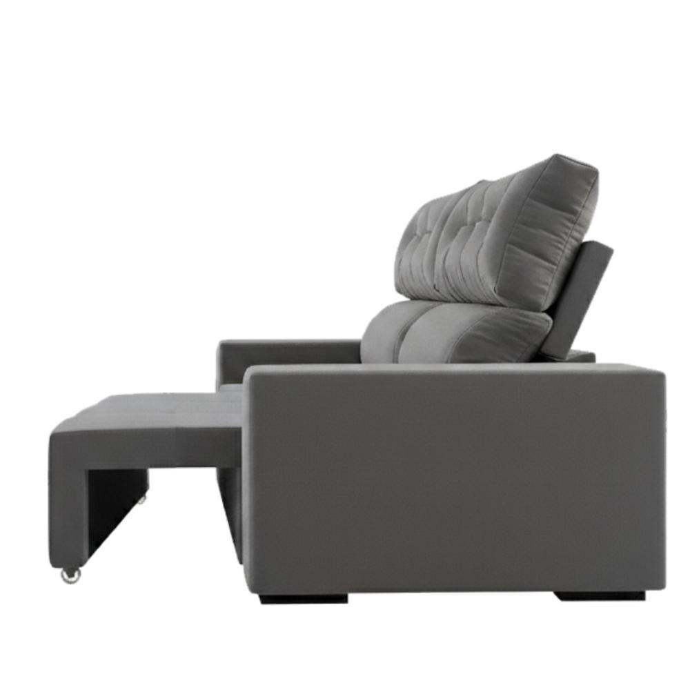 Sofá 4 Lugares Reclinável Sala De Estar 2,30m Velut Realle - Cinza - 5