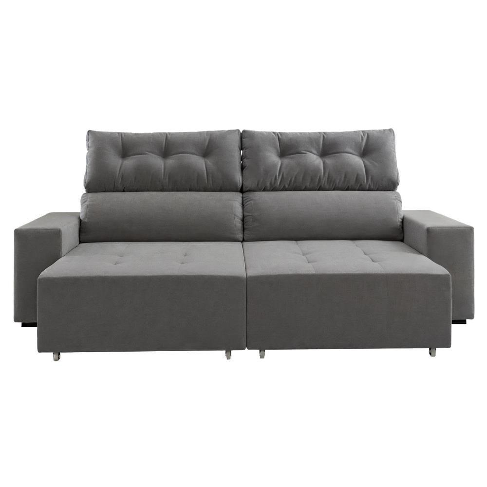 Sofá 4 Lugares Reclinável Sala De Estar 2,30m Velut Realle - Cinza - 7