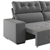 Sofá 4 Lugares Reclinável Sala De Estar 2,30m Velut Realle - Cinza - 3