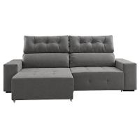 Sofá 4 Lugares Reclinável Sala De Estar 2,30m Velut Realle - Cinza - 6