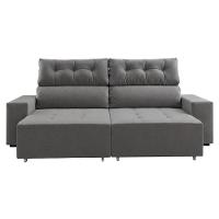 Sofá 4 Lugares Reclinável Sala De Estar 2,30m Velut Realle - Cinza - 7