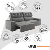 Sofá 4 Lugares Reclinável Sala De Estar 2,30m Velut Realle - Cinza - 9