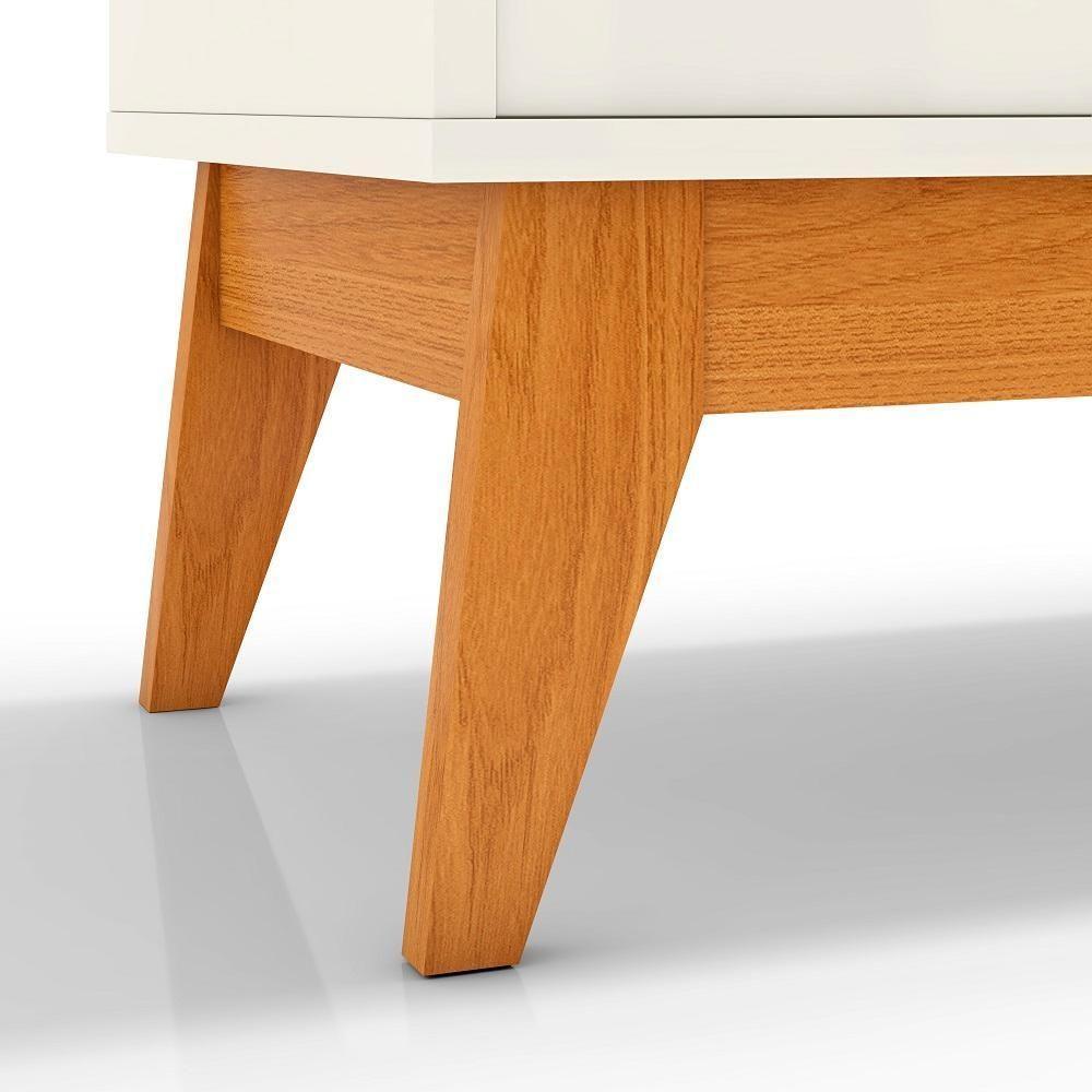 Buffet Aparador Ripado Com 3 Portas Monaco 136cm - Off White E Cedro - 4