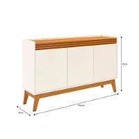 Buffet Aparador Ripado Com 3 Portas Monaco 136cm - Off White E Cedro - 2