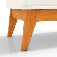 Buffet Aparador Ripado Com 3 Portas Monaco 136cm - Off White E Cedro