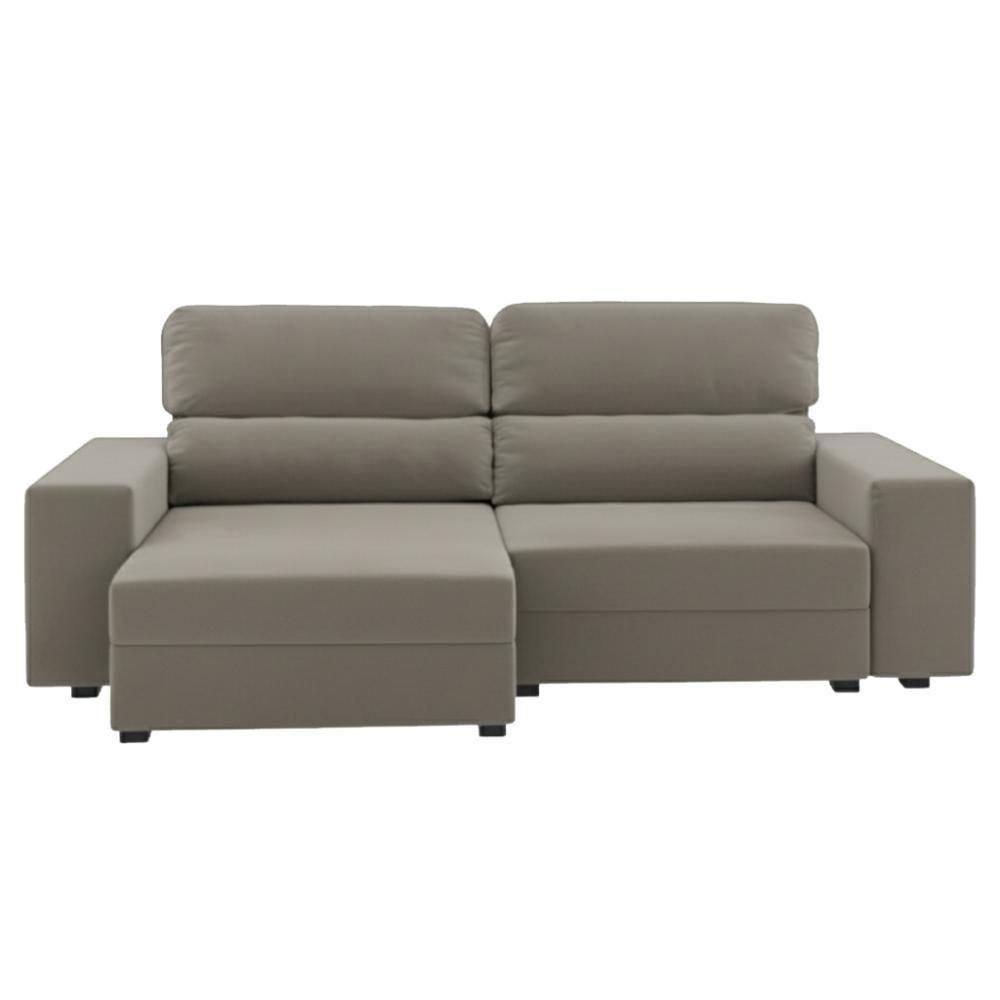 Sofá 3 Lugares Reclinável Sala De Estar 2,00m Velut Silent - Veludo Perola - 1