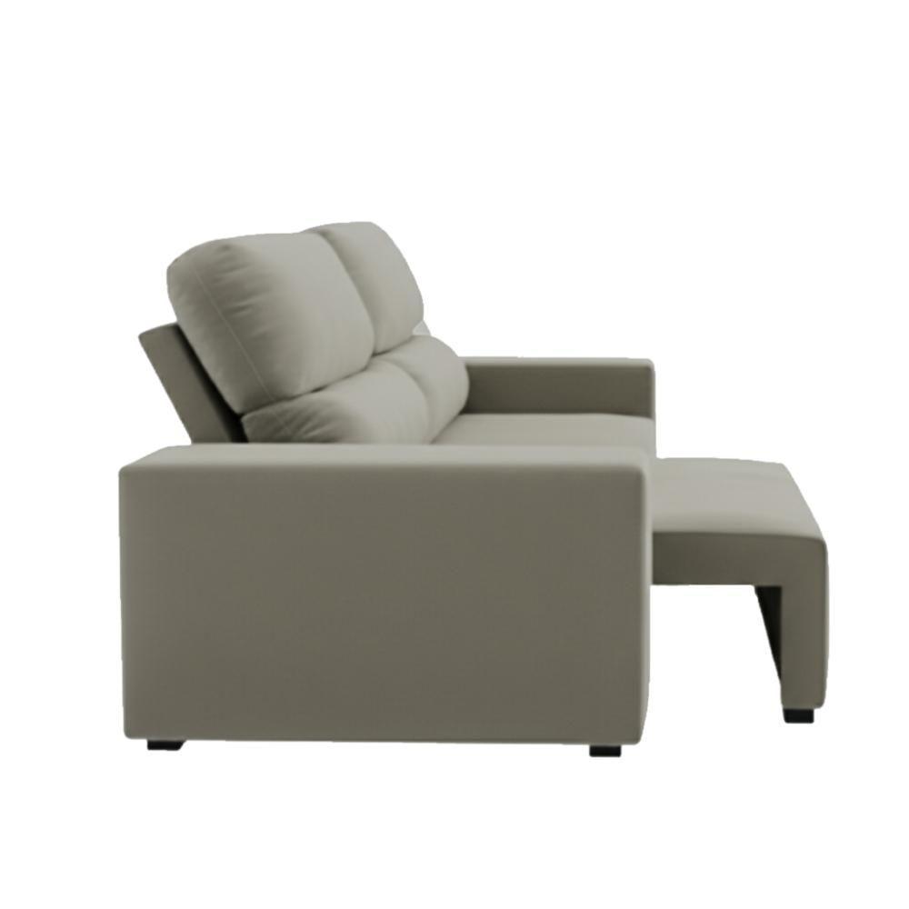 Sofá 3 Lugares Reclinável Sala De Estar 2,00m Velut Silent - Veludo Perola - 7