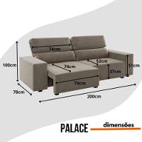 Sofá 3 Lugares Reclinável Sala De Estar 2,00m Velut Silent - Veludo Perola - 3