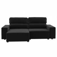 Sofá 3 Lugares Reclinável Sala De Estar 2,00m Velut Silent - Veludo Preto - 3