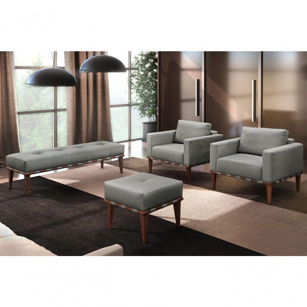 Recamier Valentin Luxo Madeira Maciça Castellar Móbile Linho Cinza - 4