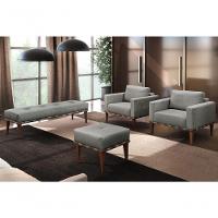 Recamier Valentin Luxo Madeira Maciça Castellar Móbile Linho Cinza - 4