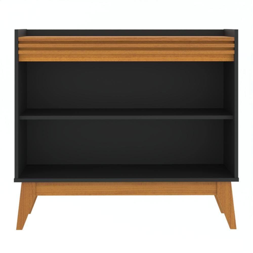 Buffet Aparador Ripado Com 2 Portas Monaco 92cm - Preto E Cedro - 7