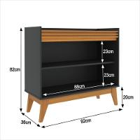 Buffet Aparador Ripado Com 2 Portas Monaco 92cm - Preto E Cedro - 2