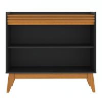Buffet Aparador Ripado Com 2 Portas Monaco 92cm - Preto E Cedro - 7
