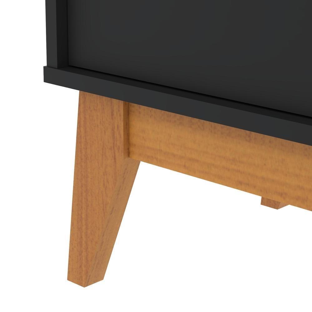 Buffet Aparador Ripado Com 4 Portas Monaco 180cm - Preto E Cedro - 4
