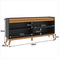 Buffet Aparador Ripado Com 4 Portas Monaco 180cm - Preto E Cedro - 2