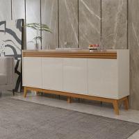 Buffet Aparador Ripado Com 4 Portas Monaco 180cm - Off White E Cedro - 1