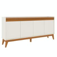 Buffet Aparador Ripado Com 4 Portas Monaco 180cm - Off White E Cedro - 5
