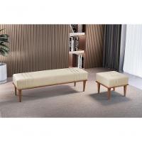 Recamier Puff Maya Luxo Madeira Maciça Castellar Móbile Veludo Bege Claro Veludo Bege Claro - 7