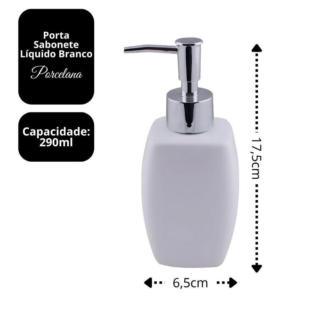 Jogo 2 Porta Sabonetes Líquido Porcelana Branca 290ml - Tuut - 4
