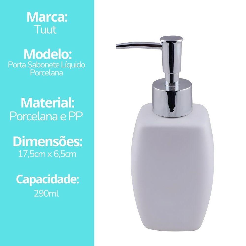 Jogo 2 Porta Sabonetes Líquido Porcelana Branca 290ml - Tuut - 8